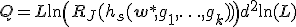 $Q = L\ln\left(R_J(h_s(\mathbf{w^{*}},g_1,\ldots,g_k))\right)+d^2\ln(L)$