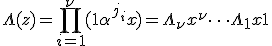 \Lambda(z) = \prod_{i=1}^{\nu}(1+\alpha^{j_i}x) = \Lambda_{\nu}x^{\nu}+\dots+\Lambda_1x+1