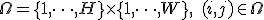 \Omega = \{1, \dots, H\} \times \{1, \dots, W\}, \quad (i, j) \in \Omega
