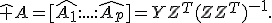 \hat A=[\hat{A_1}:...:\hat{A_p}]=YZ^T(ZZ^T)^{-1}.