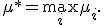 \mu^*=\max_i\mu_i.