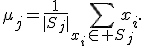 \mu_j=\frac{1}{|S_j|}\sum_{x_i\in S_j}x_i.
