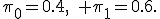 \pi_0=0.4,\quad \pi_1=0.6.