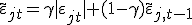 \tilde\vareps_{jt}=\gamma|\vareps_{jt}|+(1-\gamma)\tilde\vareps_{j,t-1}