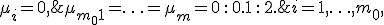  \mu_i = 0,  \; i=1,\ldots,m_0, \;\; \mu_{m_0+1}=\ldots=\mu_{m} = 0\,:\,0.1\,:\,2.