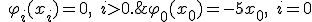 \varphi_0(x_0) = -5x_0, \quad i = 0; \quad \varphi_i(x_i) = 0, \quad i > 0.