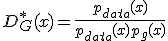  D_{G}^*(x) = \frac{p_{data}(x)}{p_{data}(x) + p_g(x)} 
