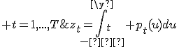 z_{t}=\int_{-∝}^\y_{t} p_{t}(u)du; t=1,...,T