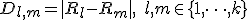 D_{l,m} = |R_l-R_m|, \quad l,m\in\{1,\dots,k\}