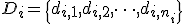 D_i = \{d_{i,1}, d_{i,2}, \dots, d_{i,n_i}\}