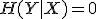 H(Y|X)=0