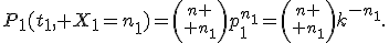 P_1(t_1, X_1=n_1)={n \choose n_1}p_1^{n_1}={n \choose n_1}k^{-n_1}.