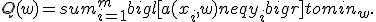 Q(w) = sum_{i=1}^m bigl[ a(x_i,w) neq y_i bigr] to min_w.