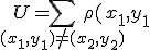 U = \sum_{(x_1, y_1) \ne (x_2, y_2)} \rho(x_1,y_1; x_2,y_2) \cdot A_{M_{x_1, y_1}, M_{x_2, y_2}}