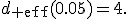 
d_{\rm eff}(0.05)=4.
