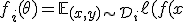 f_i(\theta) = \mathbb{E}_{(x,y) \sim \mathcal{D}_i} \ell(f(x; \theta), y)
