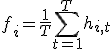 f_i = \frac{1}{T} \sum_{t=1}^T h_{i,t}