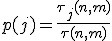 p(j)=\frac{\tau_j(n,m)}{\tau(n,m)}