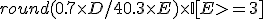 round(0.7 \times D / 4 + 0.3 \times E) \times \mathbb{I}[E >= 3] 