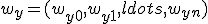 w_y=(w_{y0},w_{y1},ldots,w_{yn})