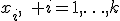 x_i,\quad i=1,\ldots,k