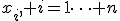 x_i, i=1\dots n