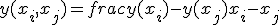 y(x_i,x_j)=frac{y(x_i) - y(x_j)}{x_i - x_j}