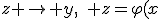 z \to{} y,\quad z=\varphi(x;\theta).